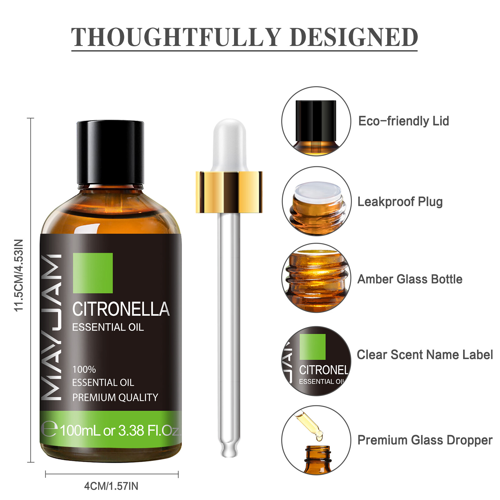 Citronella Essential Oil 100% Pure Natural Diffuser Aromatherapy Skin Humidifier