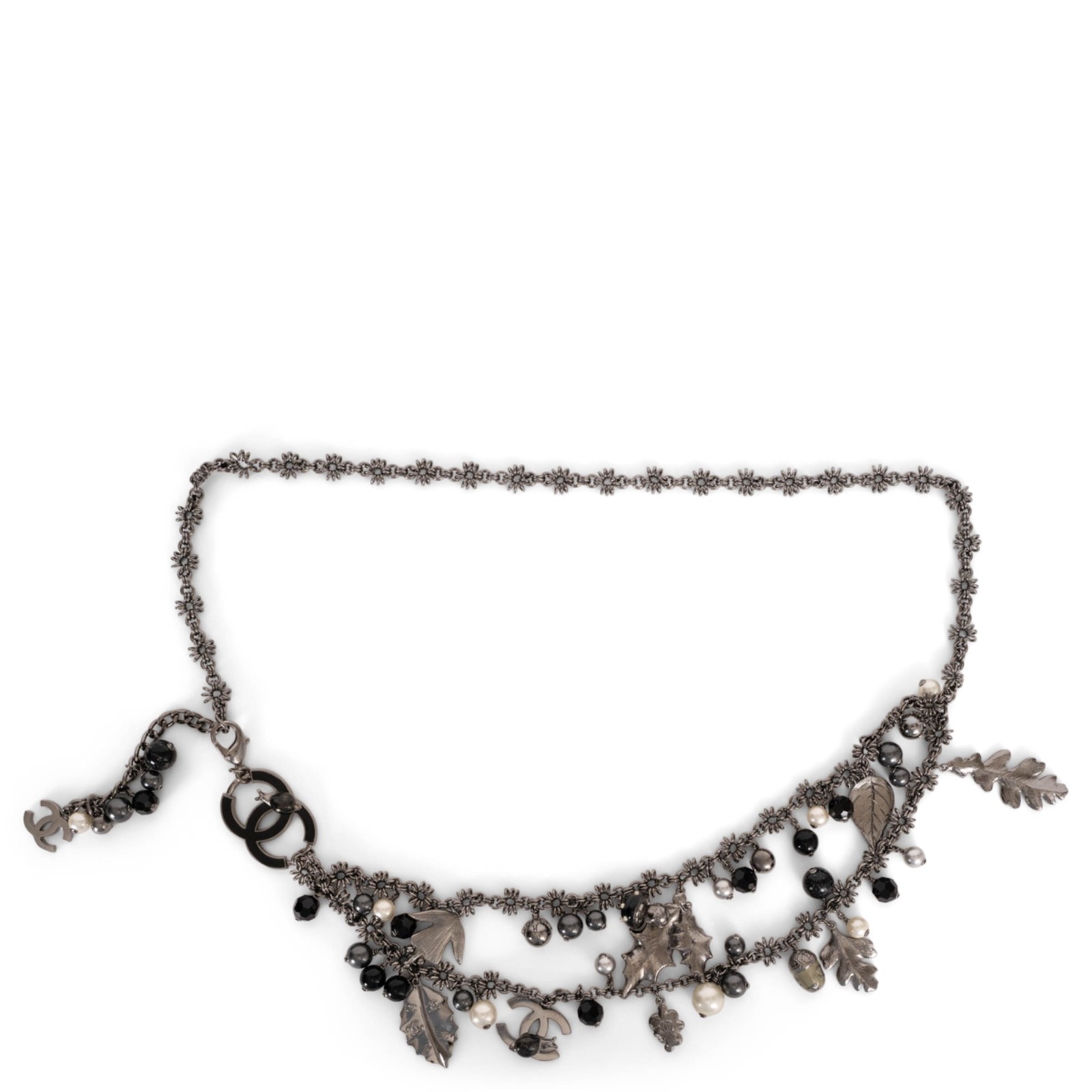 シャネル　レザーストラップ CHANEL シャネル ネックストラップ レザー/メタル ネイビー