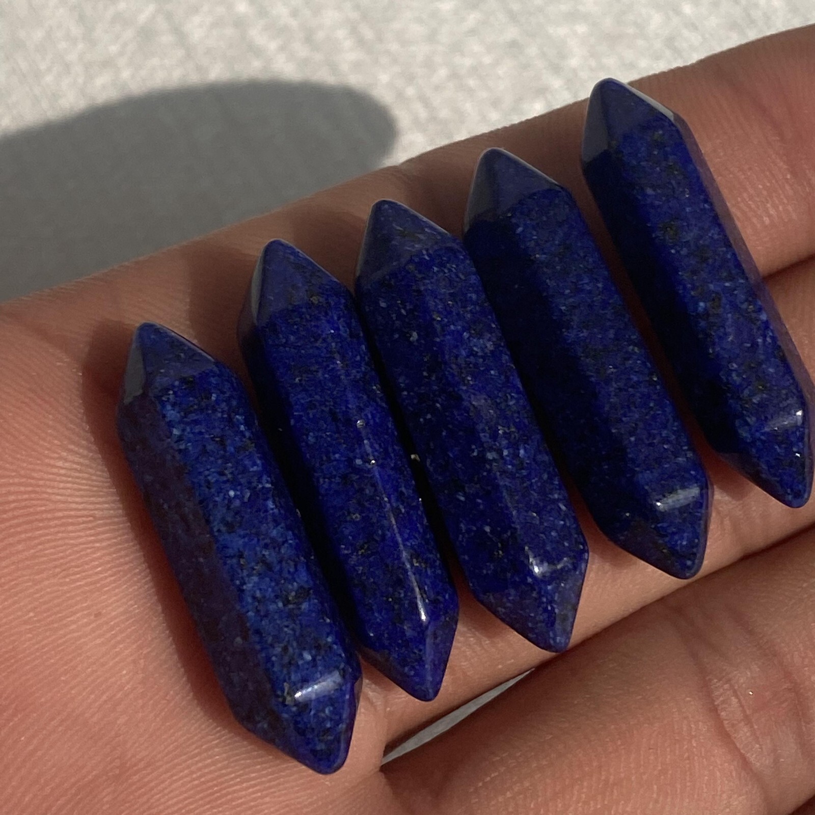 10pc Natural Lapis lazuli Obelisk Quartz Crystal Wand Double Point reiki Healing