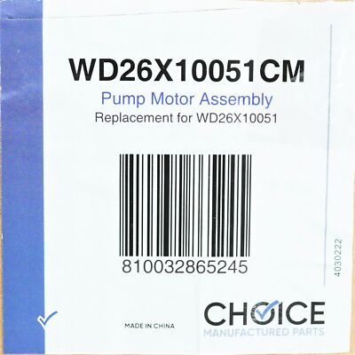 Choice Parts WD26X10051 for GE Dishwasher Motor and Pump Assembly