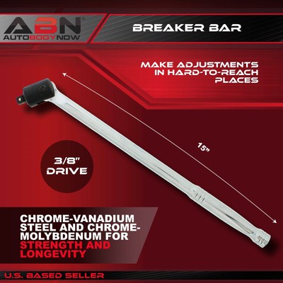 ABN Extension Bar 3/8” Drive x 15” Inch – 180-Degree Rotating 3/8 Breaker Bar