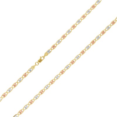 Pre-owned Nuragold 14k Solid Tri Yellow Rose White Gold 2.6mm Valentino Chain Womens Necklace 18"