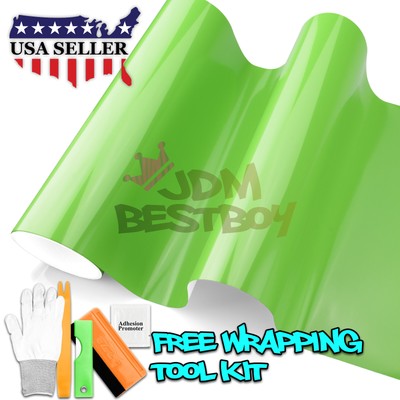 2FTx5FT Gloss Green Glossy Auto Vinyl Wrap Sticker Decal Sheet Film Air Release