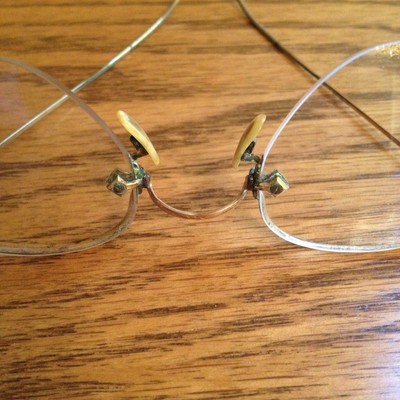 Antique Gold Spectacle Eye Glasses Signed ARTCRAFT 1/10 12K GF With Brown Case