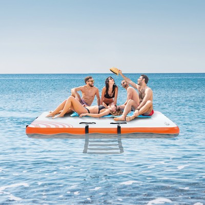 VEVOR Inflatable Floating Dock 6x5FT Inflatable Dock Platform Mat with Ladder