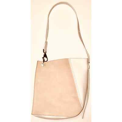 Lanvin Asymmetrical Bucket Bag ~ White/Pale PInk