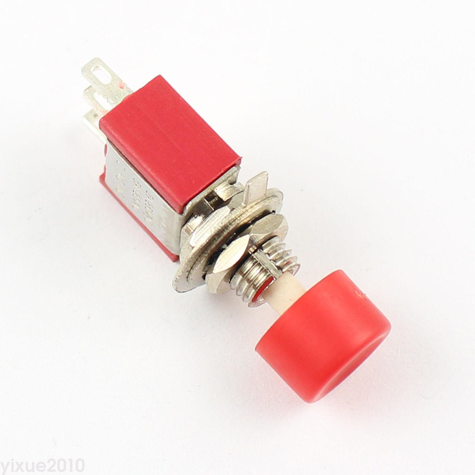 5Pcs Momentary Red Push Button Switch 3 Pin SPDT 2A 250V / 5A