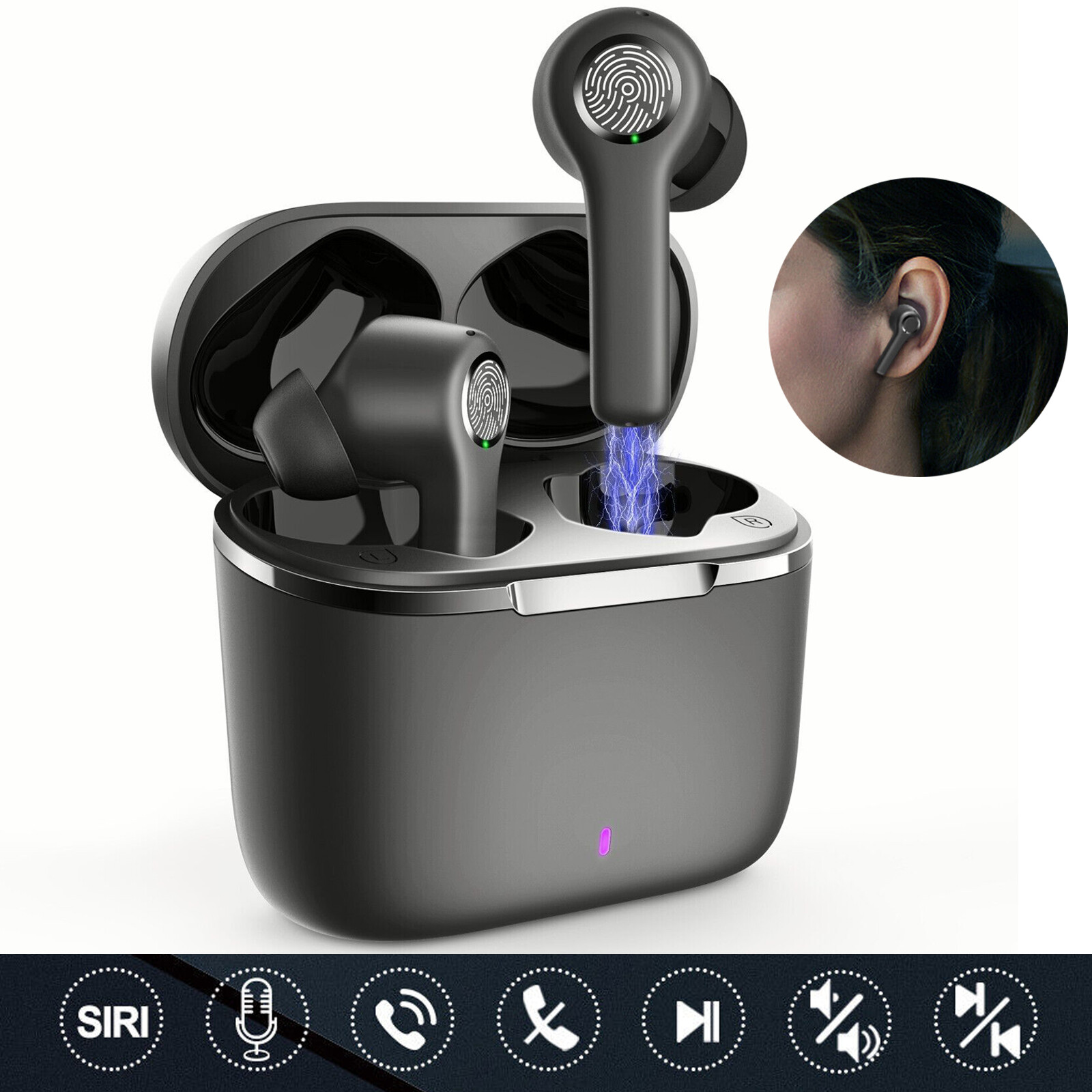 Headset 5.2 Wireless Noise Cancelling With Charging Case Tws