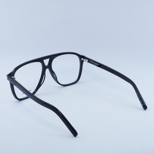 Pre-owned Saint Laurent Sl596duneopt 001 Shiny Black 58mm 58-14-145 Sunglasses Auth... In Clear Demo Lens