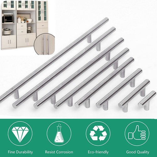1-100x Brushed Nickel Kitchen Cabinet Pulls Stainless Steel Drawer T Bar Handles