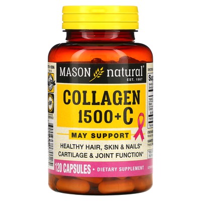 Mason Natural Collagen 1500 Plus Biotin Vitamin C 120 капсул без яиц, рыба