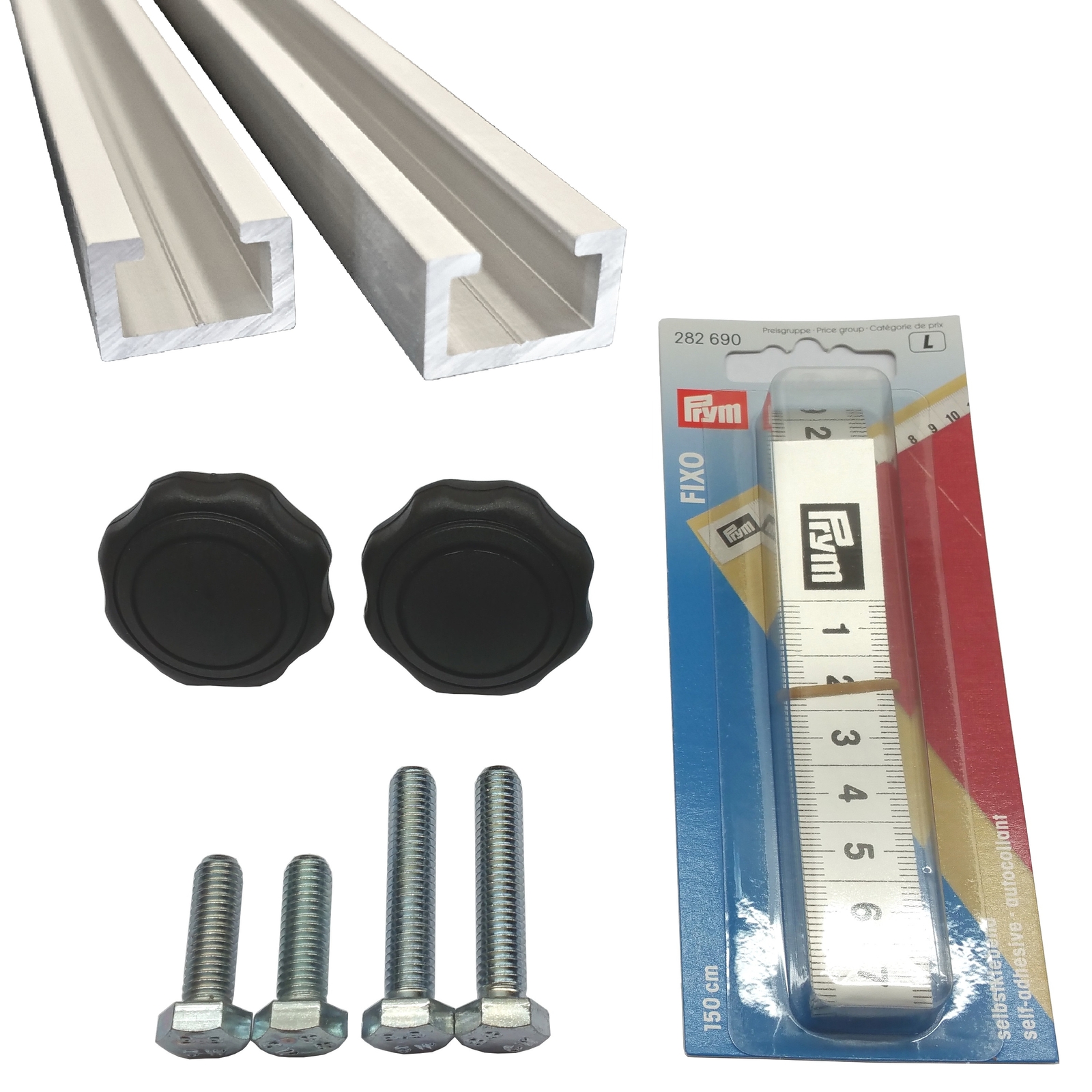 2x 1m Alu C Profil inkl Maßband Griffmuttern M6 Schrauben Frästisch selber bauen