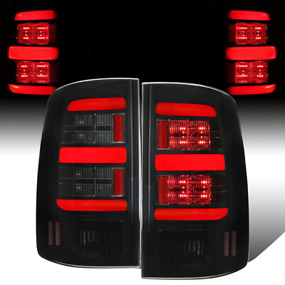 For 2009-2018 Dodge Ram 1500 2500 3500 Full LED Black Tail Light Pair Left+Right