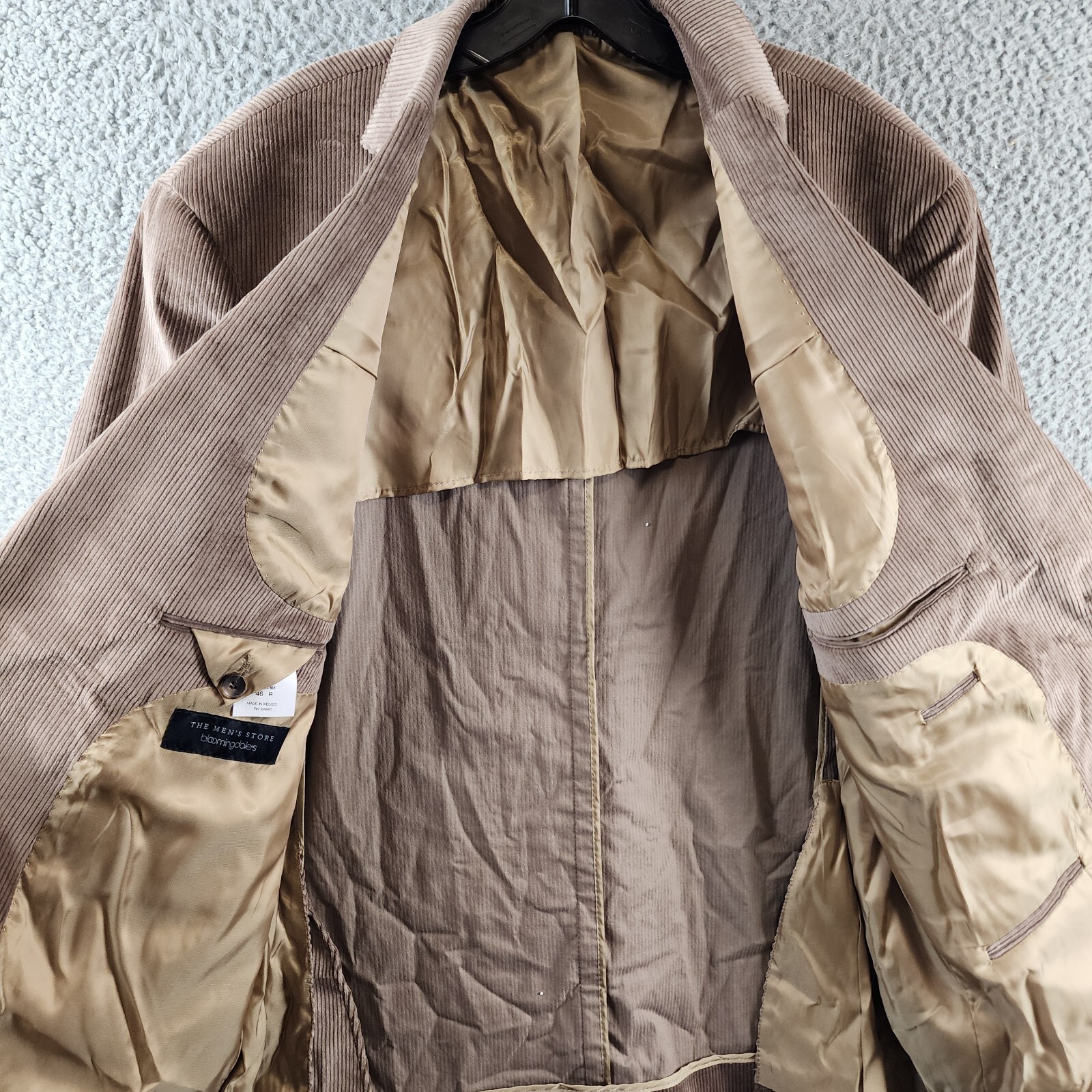 The Men's Store at Bloomingdales Corduroy Regular Fit Sport Coat 46R Light Brown - Picture 10 of 15