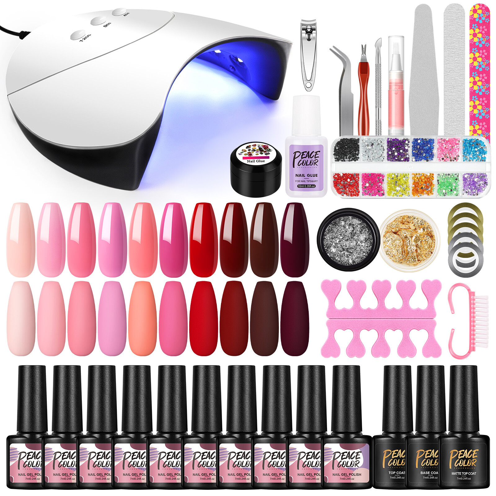 Complete Gel Nail Polish Set With UV Light Starter Kit Nail Varnish Set Beginner