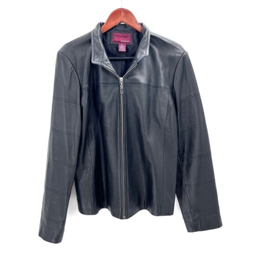 Merona Black Sleek 100% Genuine Leather Jacket Womens XL | eBay Merona Black Sleek 100% Genuine Leather Jacket Womens XL | eBay