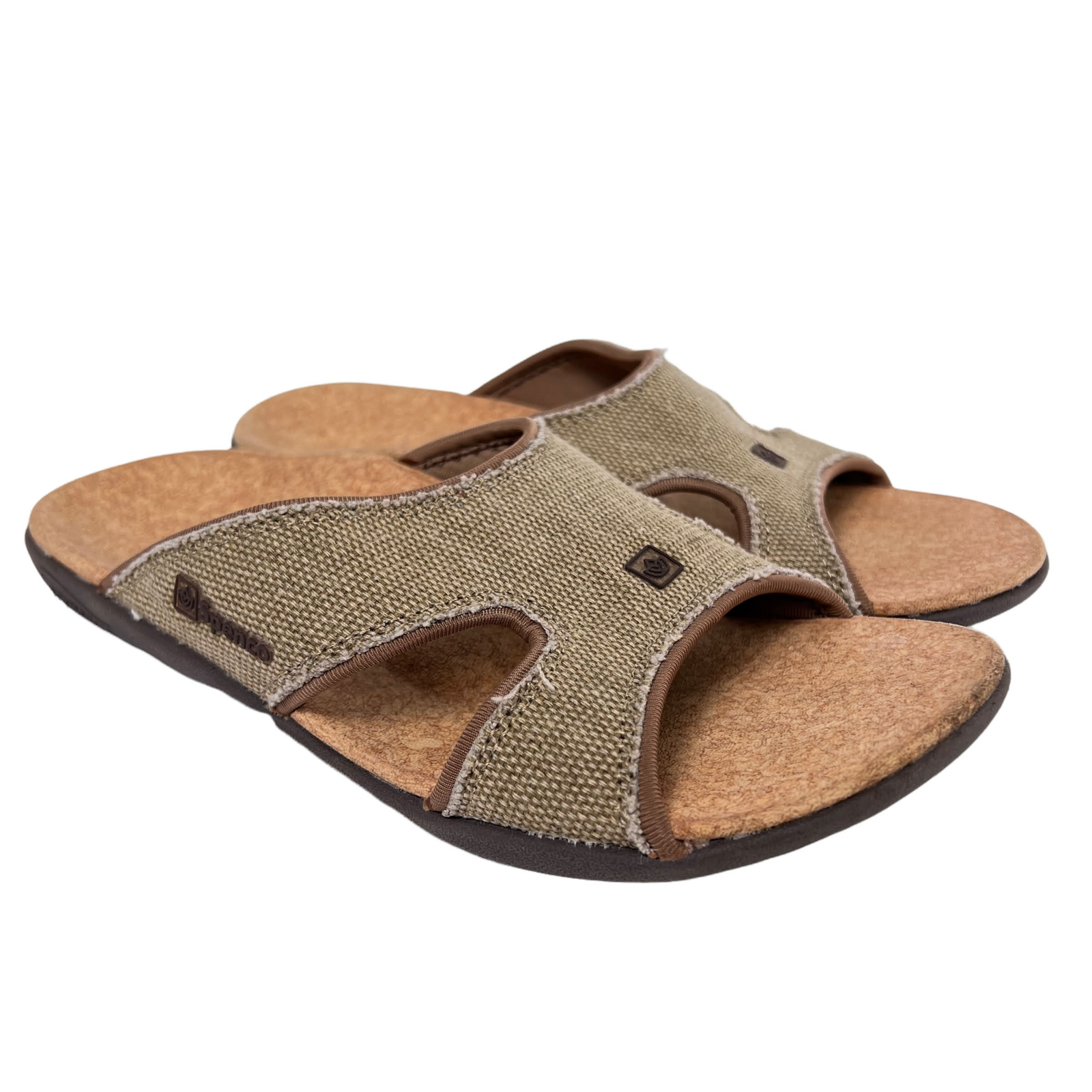Spenco Women's Kholo Canvas Straw/Java/Cork Slide Mule Sandals Medium