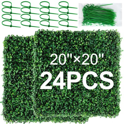 24 Pcs Grass Wall Panels Boxwood Hedge Wall Panels Artificial Grass Wall Back...
