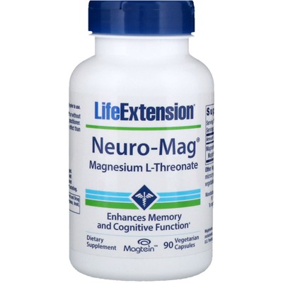 Life Extension, (2 упаковки) Neuro-Mag, L-треонат магния, 90 вегетарианских