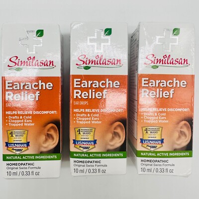 Similasan Earache Relief Ear Drops Damaged Boxes 3PK x 10 ml Exp 7/27