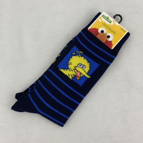 Big Bird Mens Crew 10-13 Sesame Street Blue Stripe
