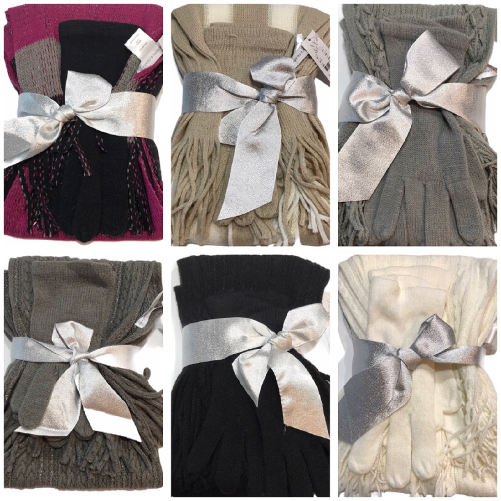 NWT NEW YORK & COMPANY Scarf and Glove Set Non-Sized Ivory Black Beige Gray #N2