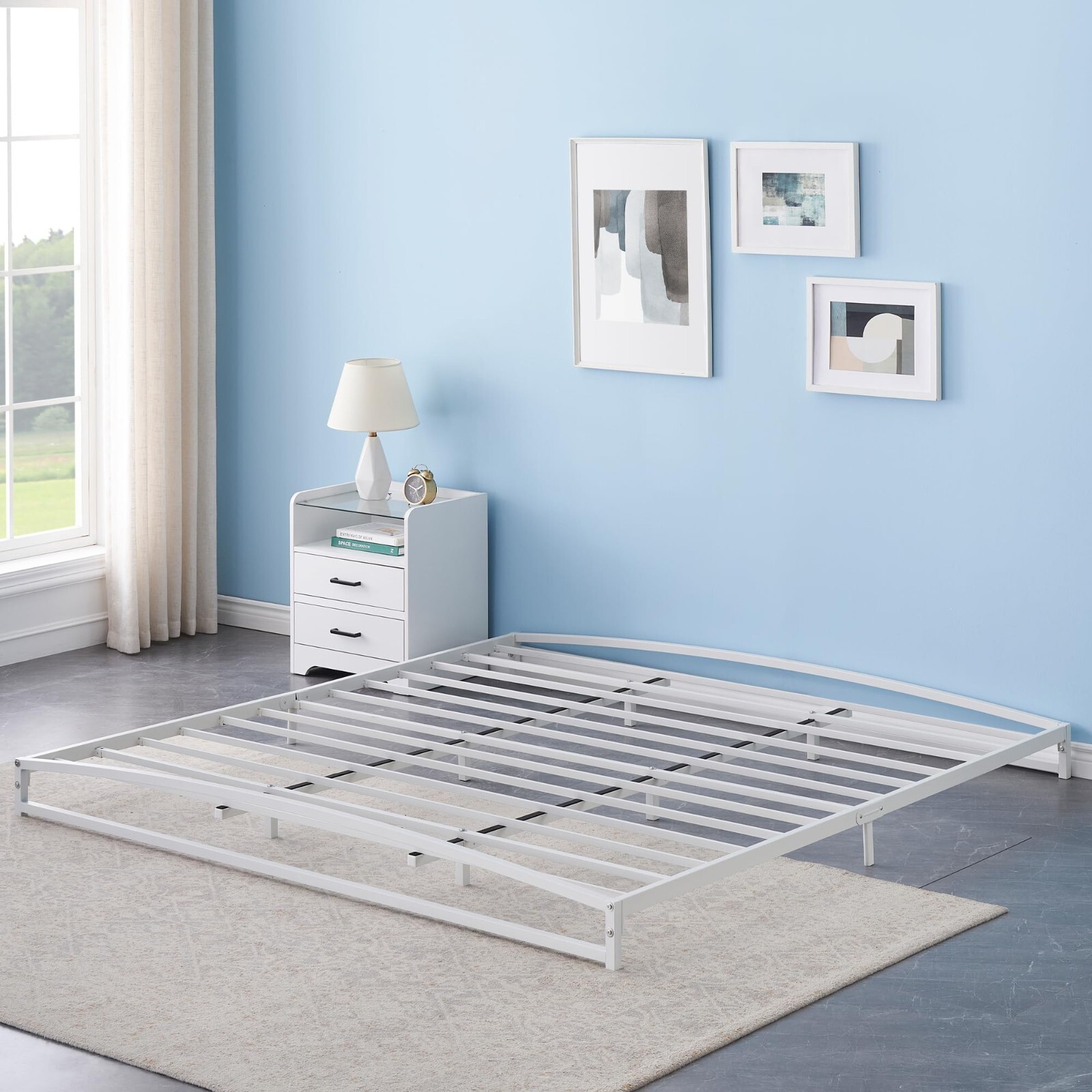 6" Metal Bed Frame Platform Heavy Duty Steel Slat Support No Box Spring Needed