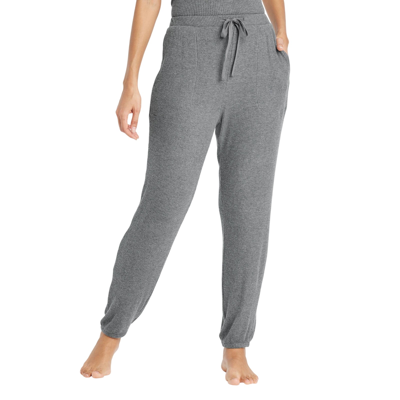 Auden Womens Cozy Ribbed Jogger Pants 90603380 Dark Gray M | eBay