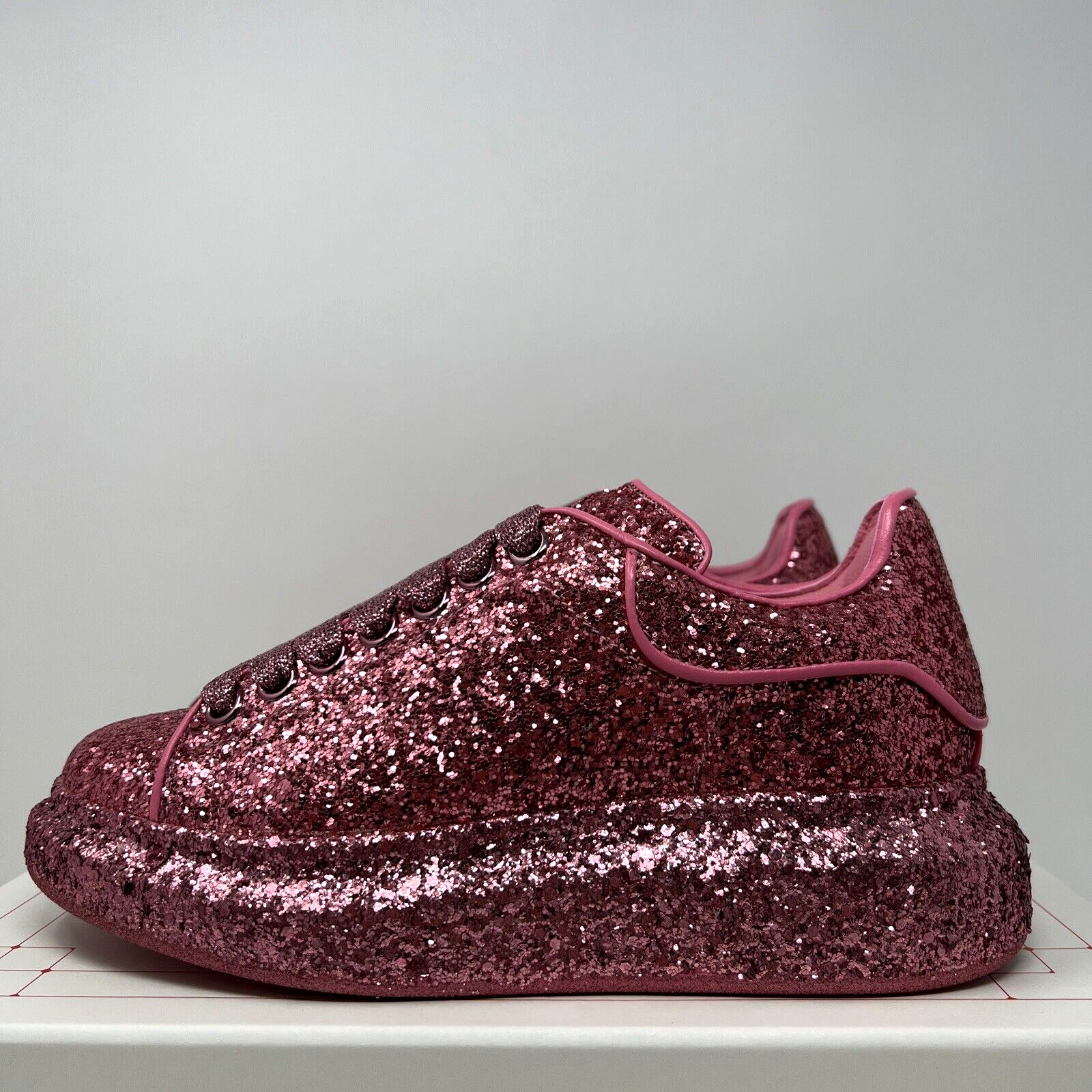 Pre-owned Alexander Mcqueen Oversized Pink Glitter Size 6 Us/ 36 Eu Women's Sneakers