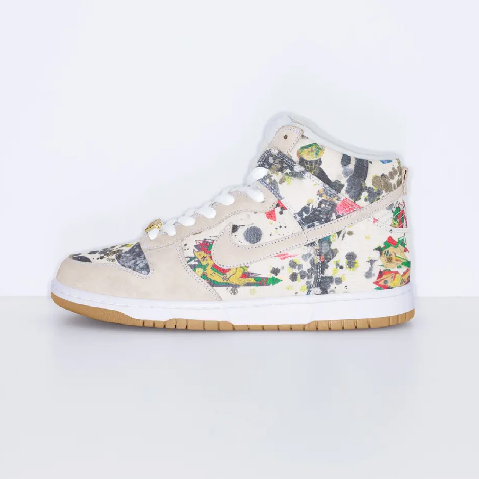 

Белые кроссовки Nike x Supreme SB Dunk High QS Rammellzee FD8779-100, White/white/multi color, Nike x Supreme SB Dunk High QS Rammellzee White