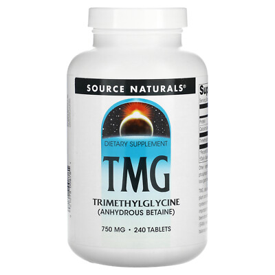 Source Naturals TMG Триметилглицин 750 мг 240 таблеток без молочных продуктов, без яиц,