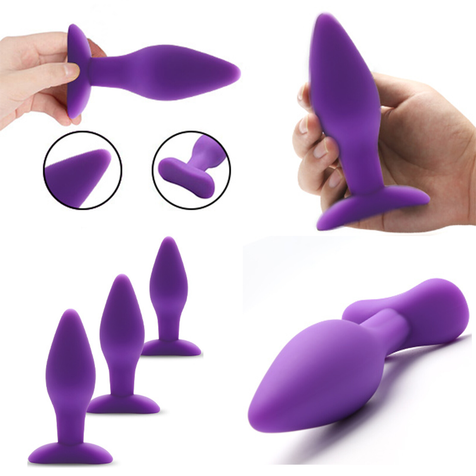 Smooth Butt Anal Plug SILICONE Set S/M/L Dildo Sex Toys For Women Men Couples US