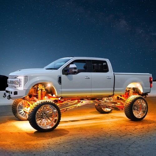 12 Pods RGB LED Rock Lights, 3 Control Way Bluetooth Remote & Fob Underbody Lamp