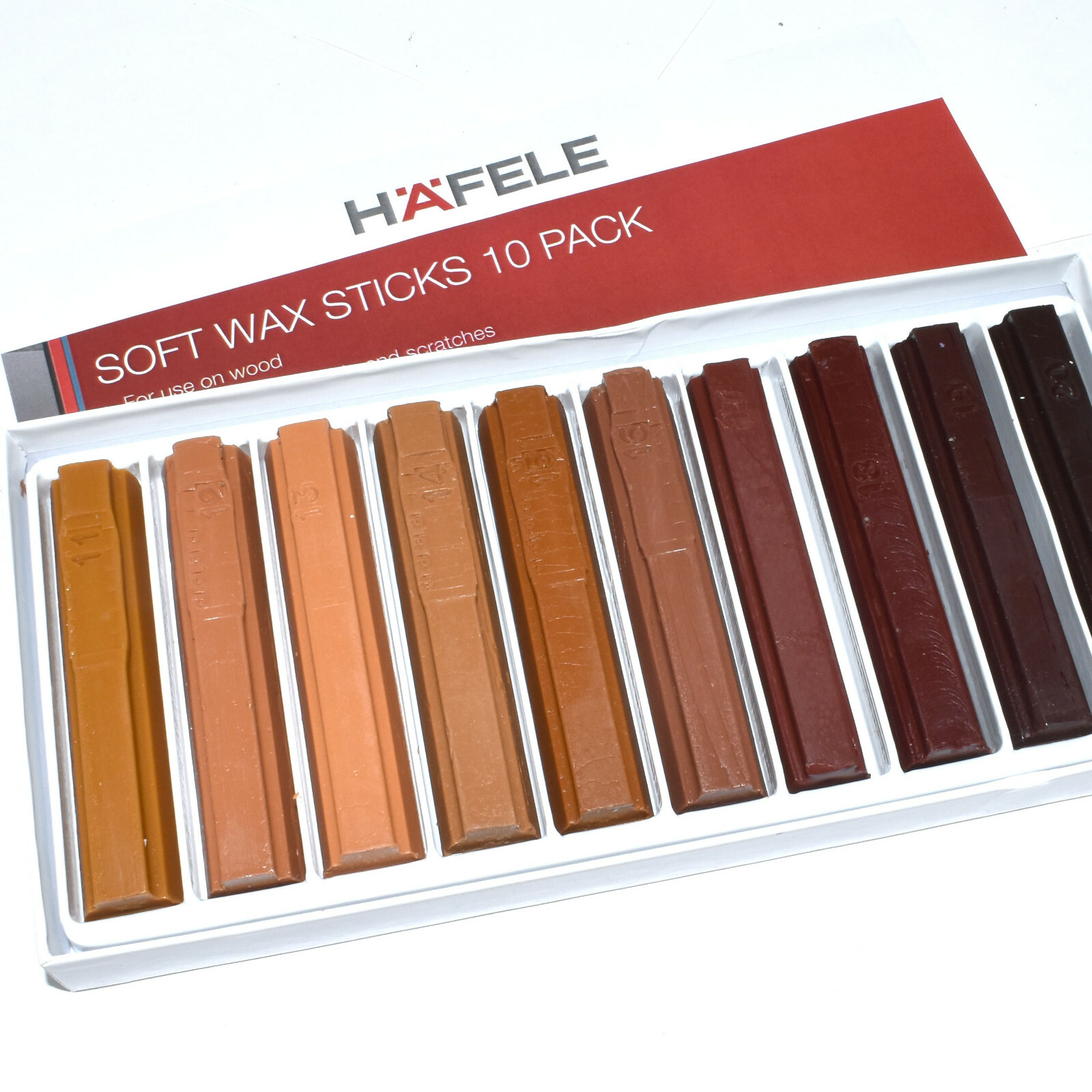 10 HAFELE SOFT WAX STICKS WOOD REPAIR SCRATCH FILLER STICK CHERRY PEAR