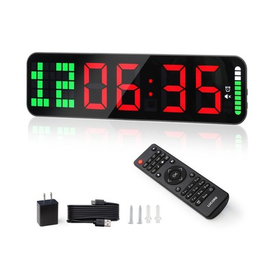 Gym Timer, 15'' Large Digital Wall Clock for Interval Workout with Time Progre...