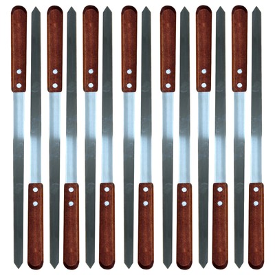 Edelstahl Adana Kebab Grillspieße 60cm Holzgriff Schaschlikspieße Fleischspieß