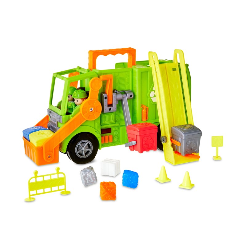Recycling Truck Play Set with Lights and Sounds, 16 Pieces, Toddler Toy Ages 3+