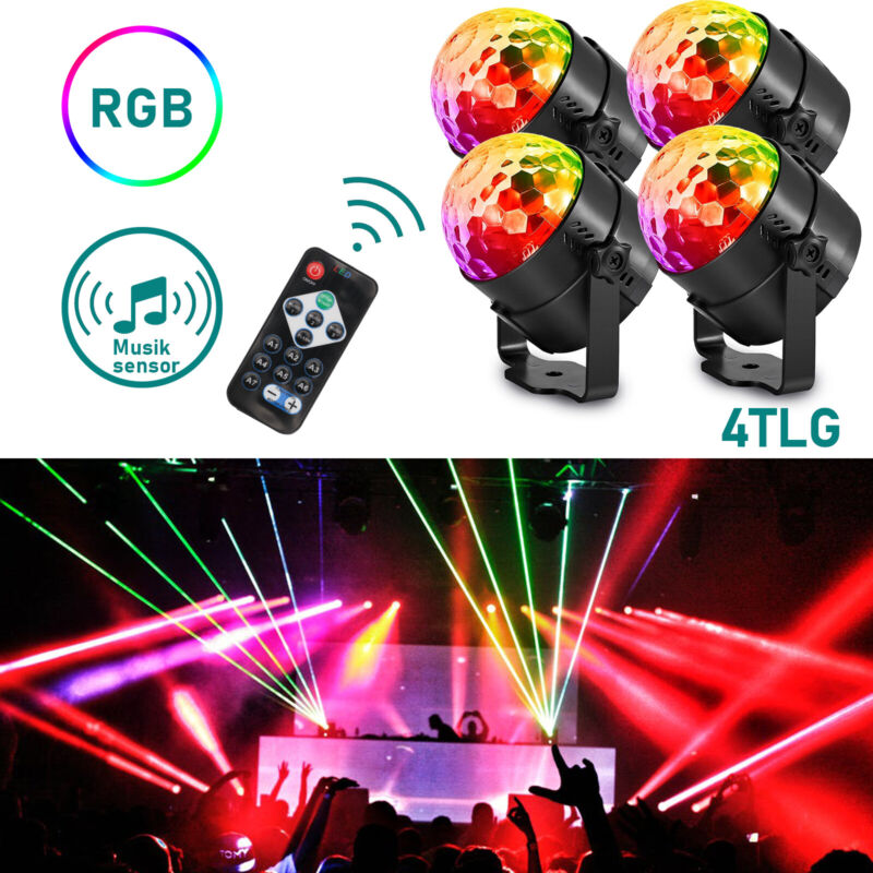 4x LED Discokugel DJ Lichteffekt Xmas Partydekoration Club RGB Bühnenbeleuchtung