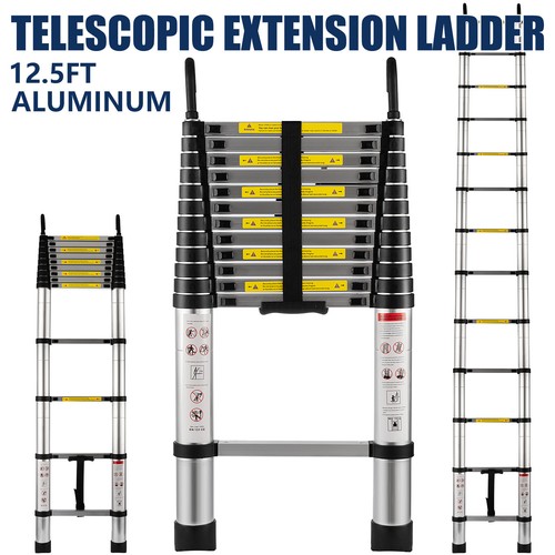 Telescoping Ladder Aluminum Extension Step Ladder 12.5 ft Multi-purpose Portable
