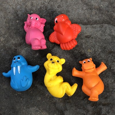 Vintage Rubber Bath Toys Animals 1971 Lot Of 5 FREE Ship 