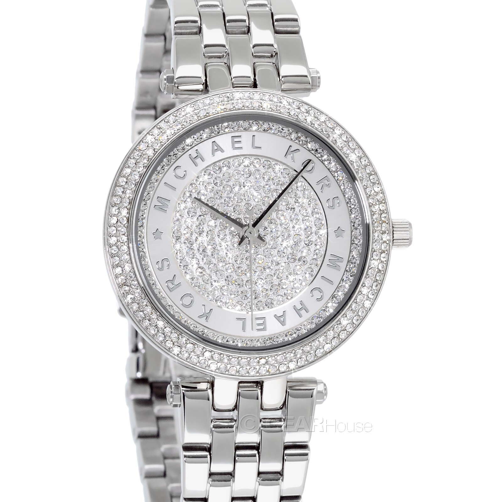 Женские часы Michael Kors Darci Glitz, циферблат из инкрустированного хрусталя, серебристая Нержавеющая сталь