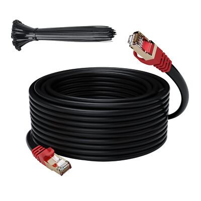 Cat 6E Cat 7 Outdoor Ethernet Cable 125 FT,10Gbps Heavy-Duty Shielded Interne...
