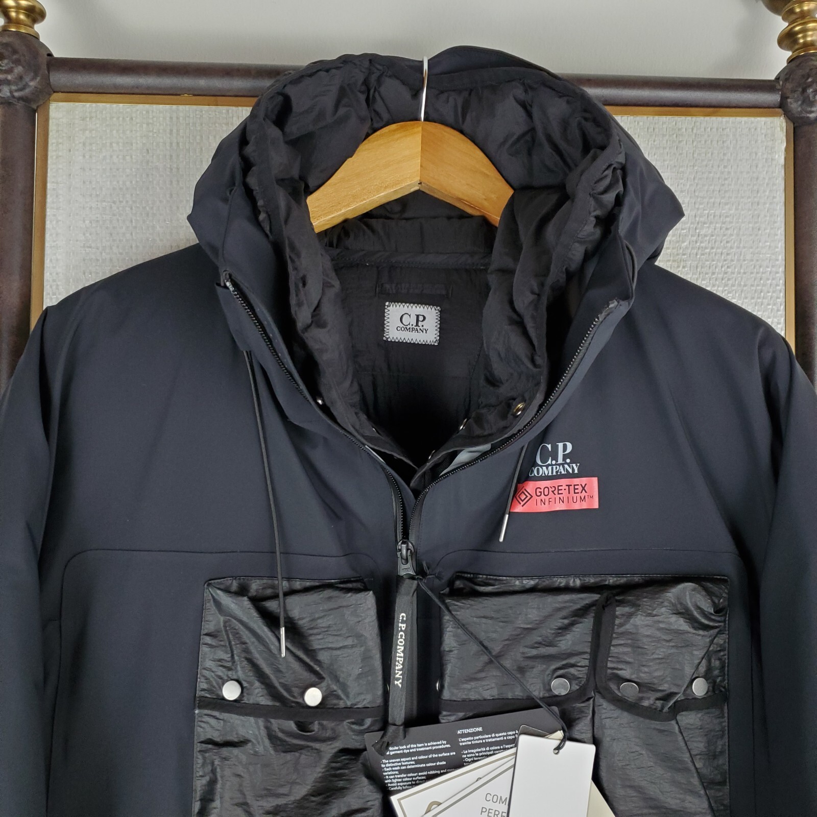 Pre-owned C.p. Company Mens Size 48 Medium Goretex Duck Down 3 In 1 Jacket Coat $1585 In Black