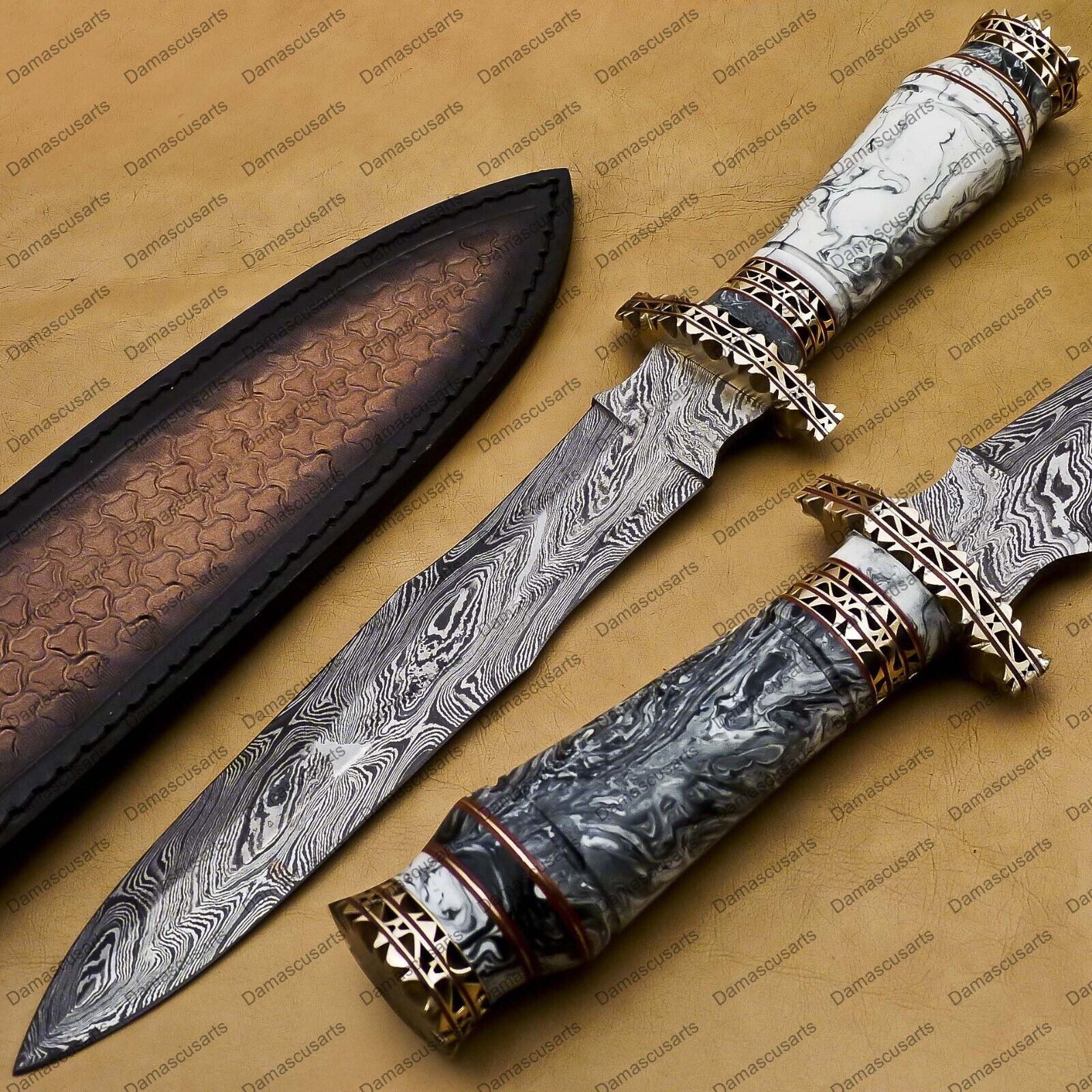 Hunting Knife With Bone Handle Sheath