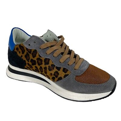Pre-owned Philippe Model D27 Sneaker Donna  Animalier Haircalf/leather Shoe Women