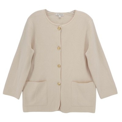J CREW Sweater Blazer Giselle Ivory Cotton Poly Merino Wool Cardigan Size SMALL