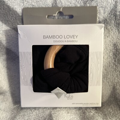 Kyte Baby Bamboo Lovey with Wooden Teething Ring in Jet Black