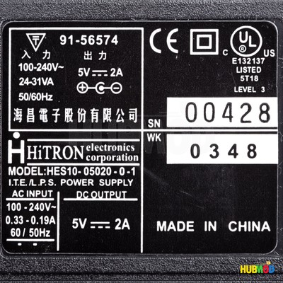 NEW HiTron AC Adapter Power Supply 91-56574 HES10-05020-0-1 5V 2A
