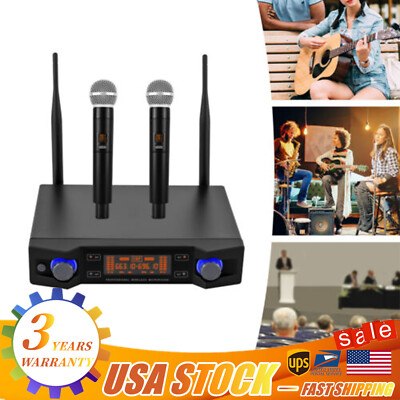 Fit Cordless Mic Set UHF Professional Dual Wireless Microphone System