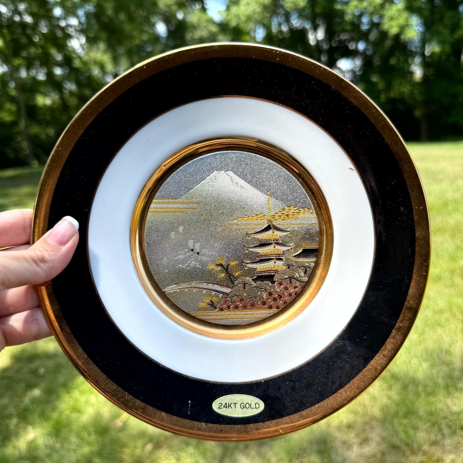 工芸品 CHOKIN ART 24KT Decorative Plate, Chokin Art, Birds, 24KT